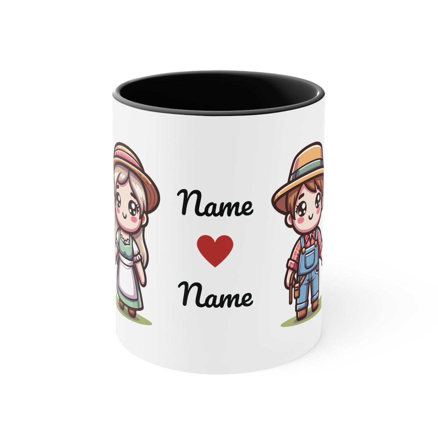 Farmer Couple Collection 2 Personalized Cute - Custom Accent Coffee Mug, 11oz