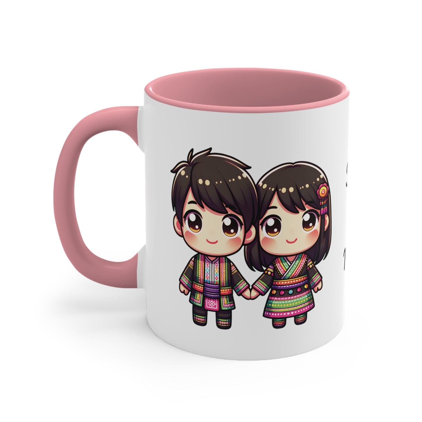 Hmong Couple Colorful Collection 4 Personalized Cute - Custom Accent Coffee Mug, 11oz