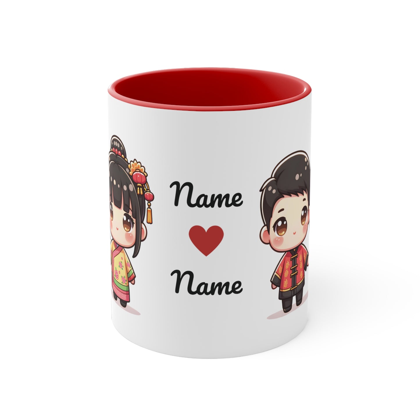 Chinese Couple in Chinese Clothes Collection 13 Personalized Cute - Custom Accent Coffee Mug, 11oz