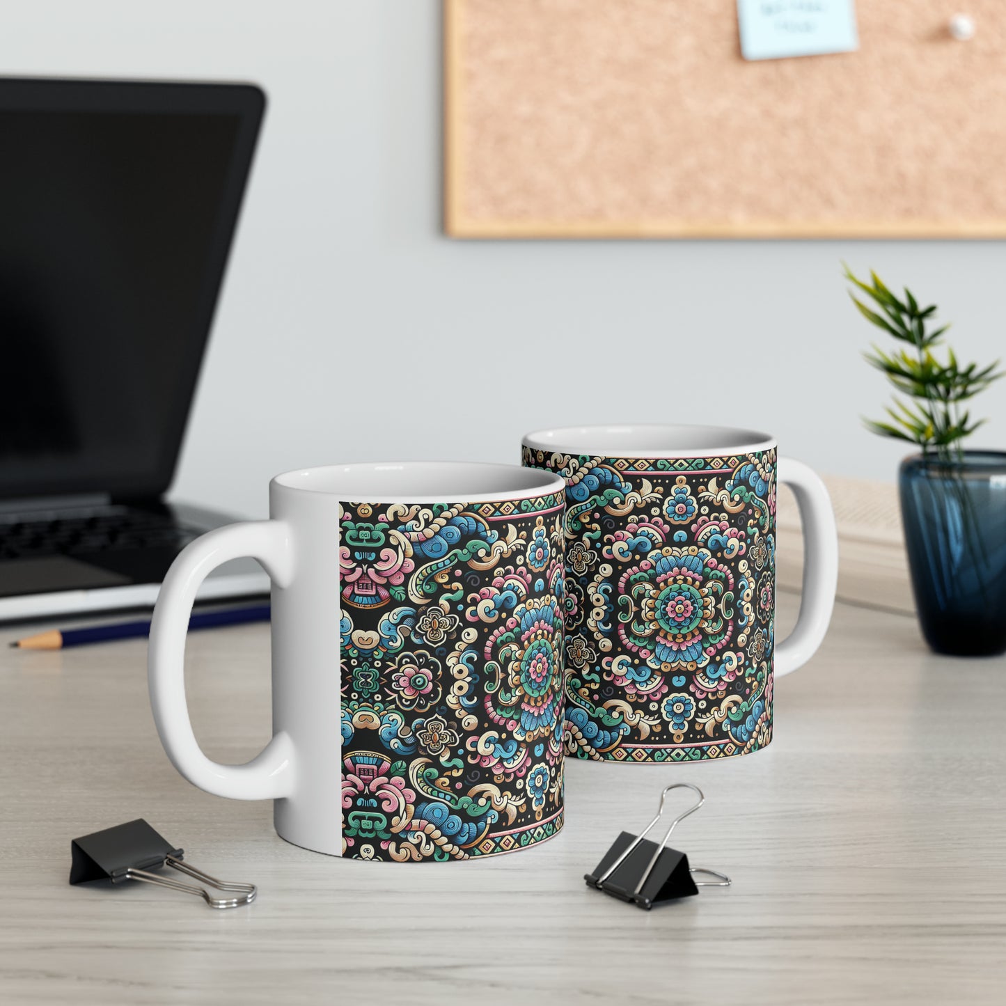 Hmong-Inspired Geometric Ceramic Coffee Mug 10