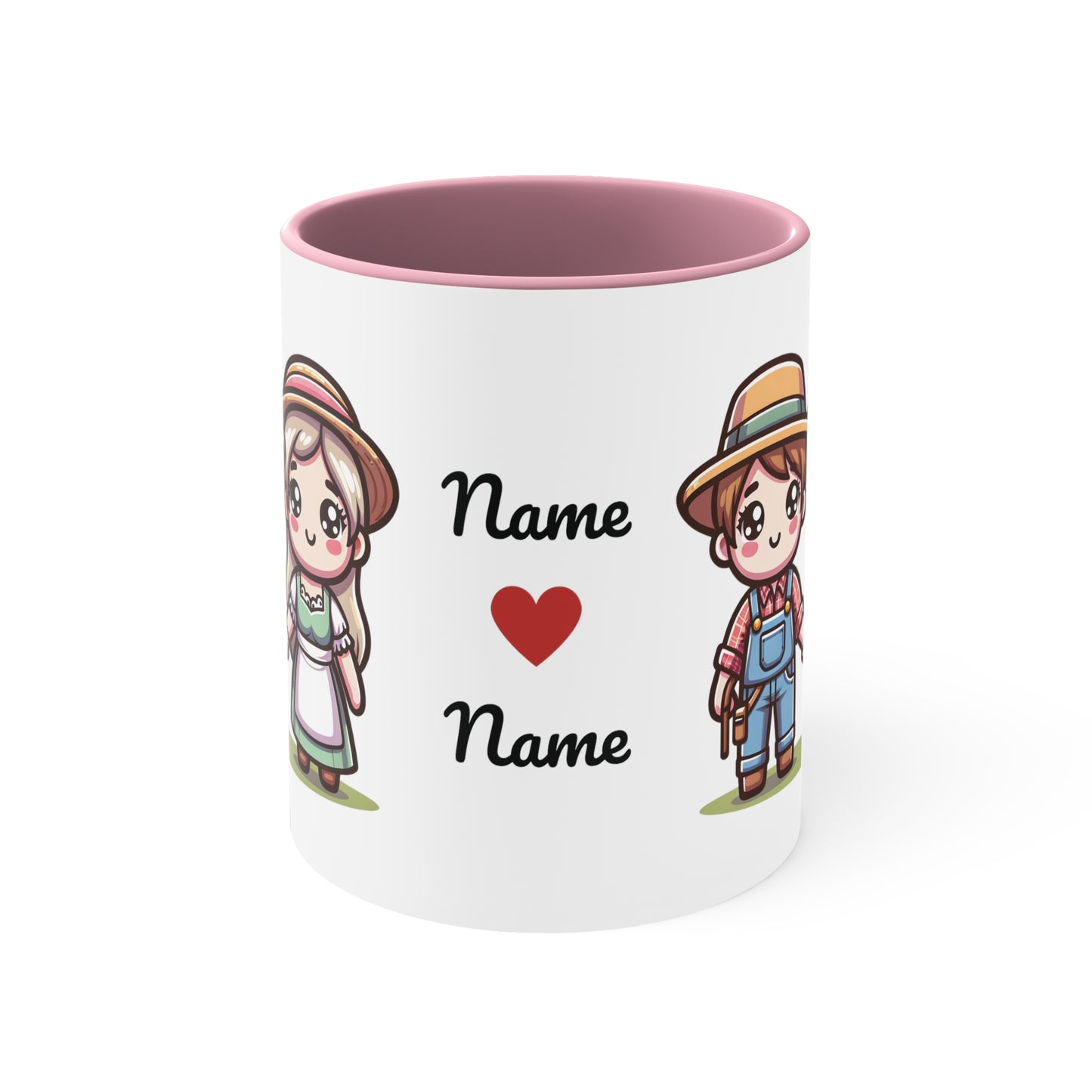 Farmer Couple Collection 2 Personalized Cute - Custom Accent Coffee Mug, 11oz