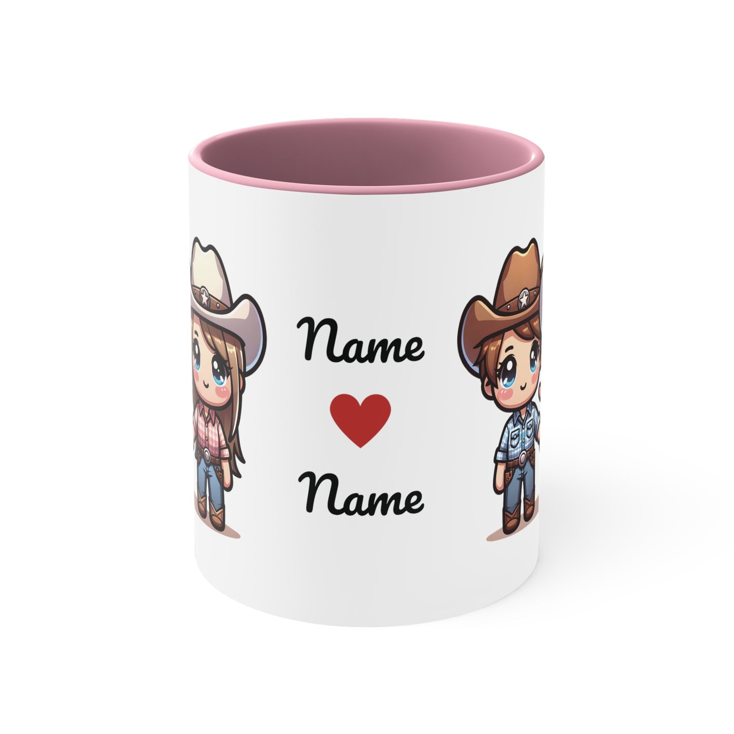 Cowboy Couple Collection 4 Personalized Cute - Custom Accent Coffee Mug, 11oz