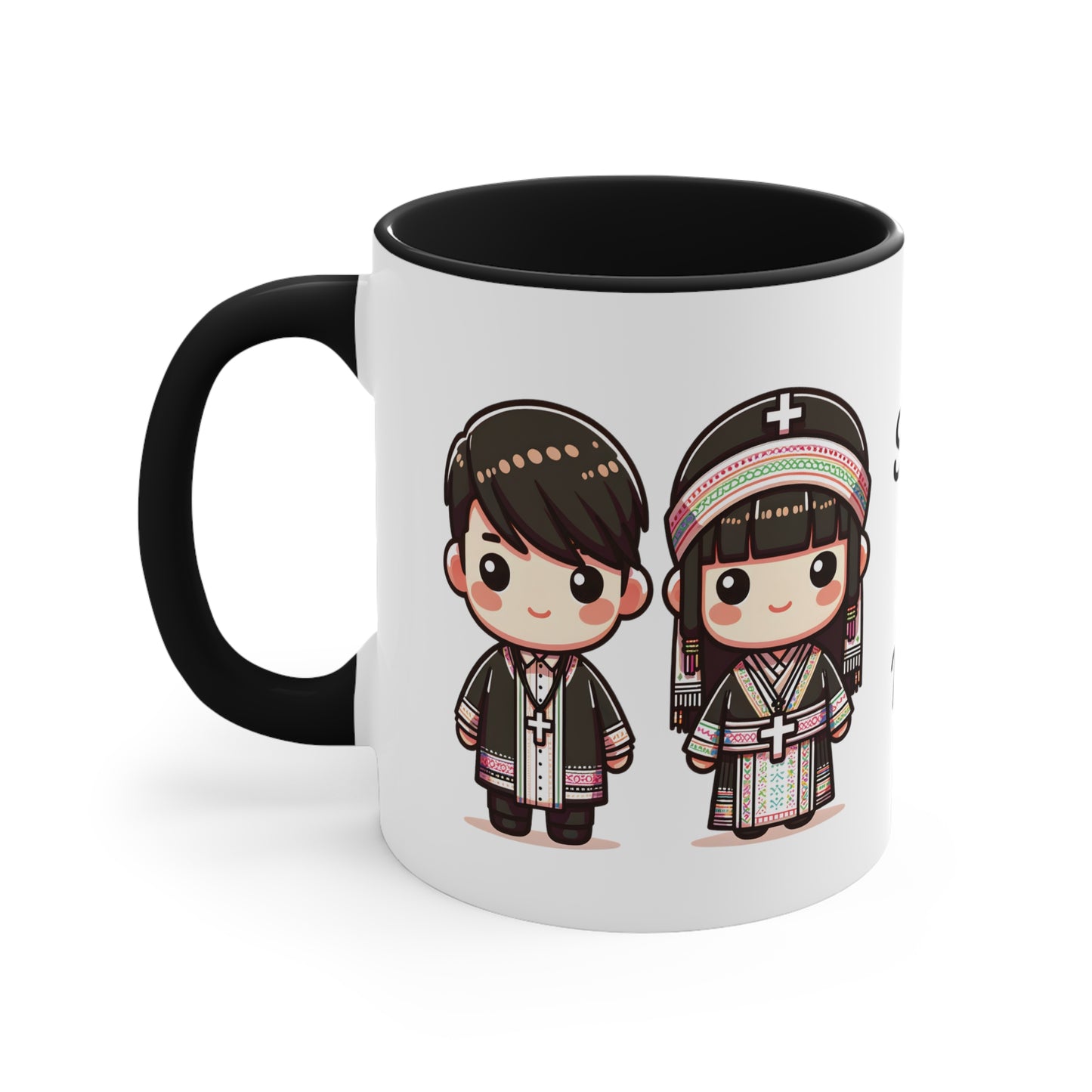 Hmong Christian Couple Colorful Collection 1 Personalized Cute - Custom Accent Coffee Mug, 11oz