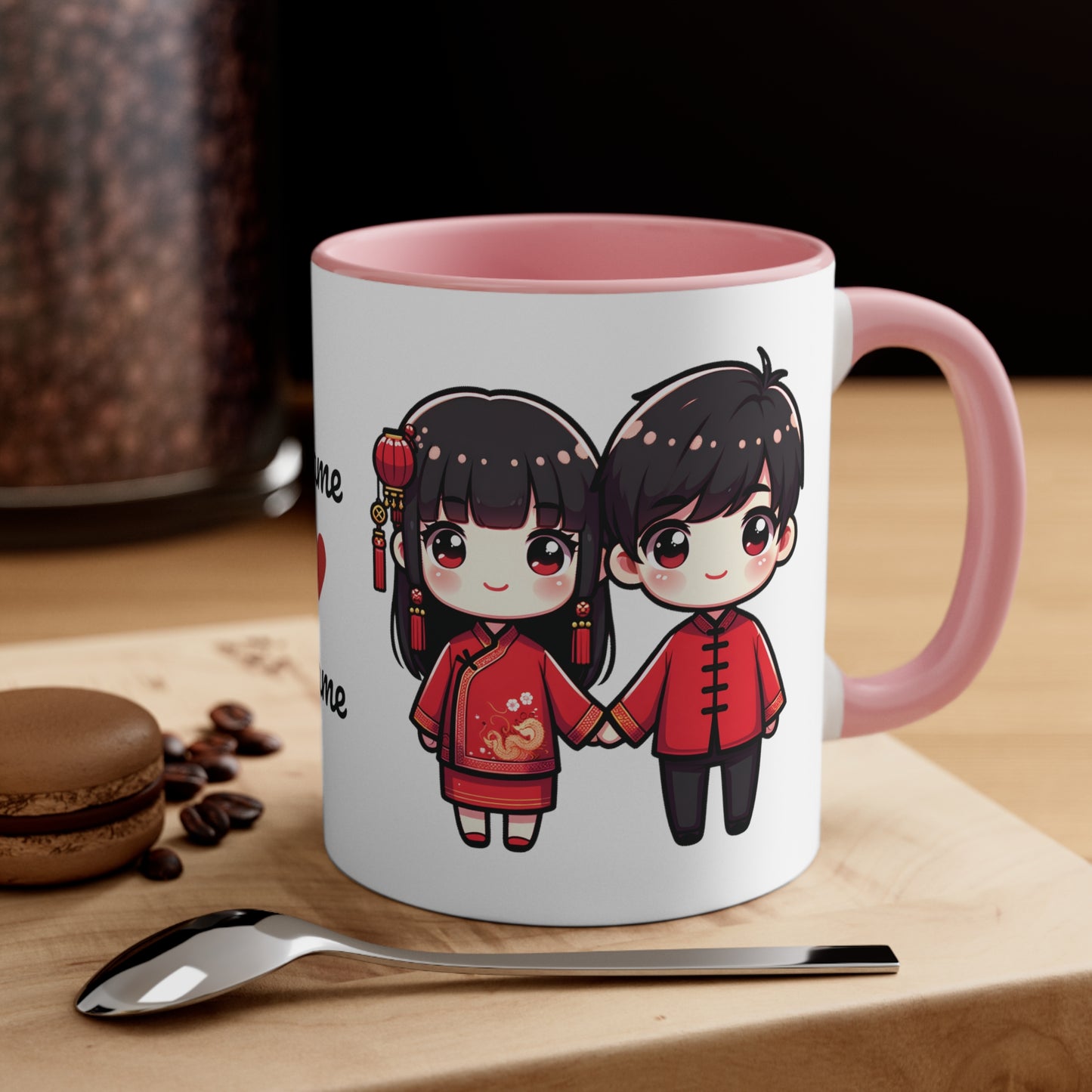 Chinese Couple in Chinese Clothes Collection 3 Personalized Cute - Custom Accent Coffee Mug, 11oz