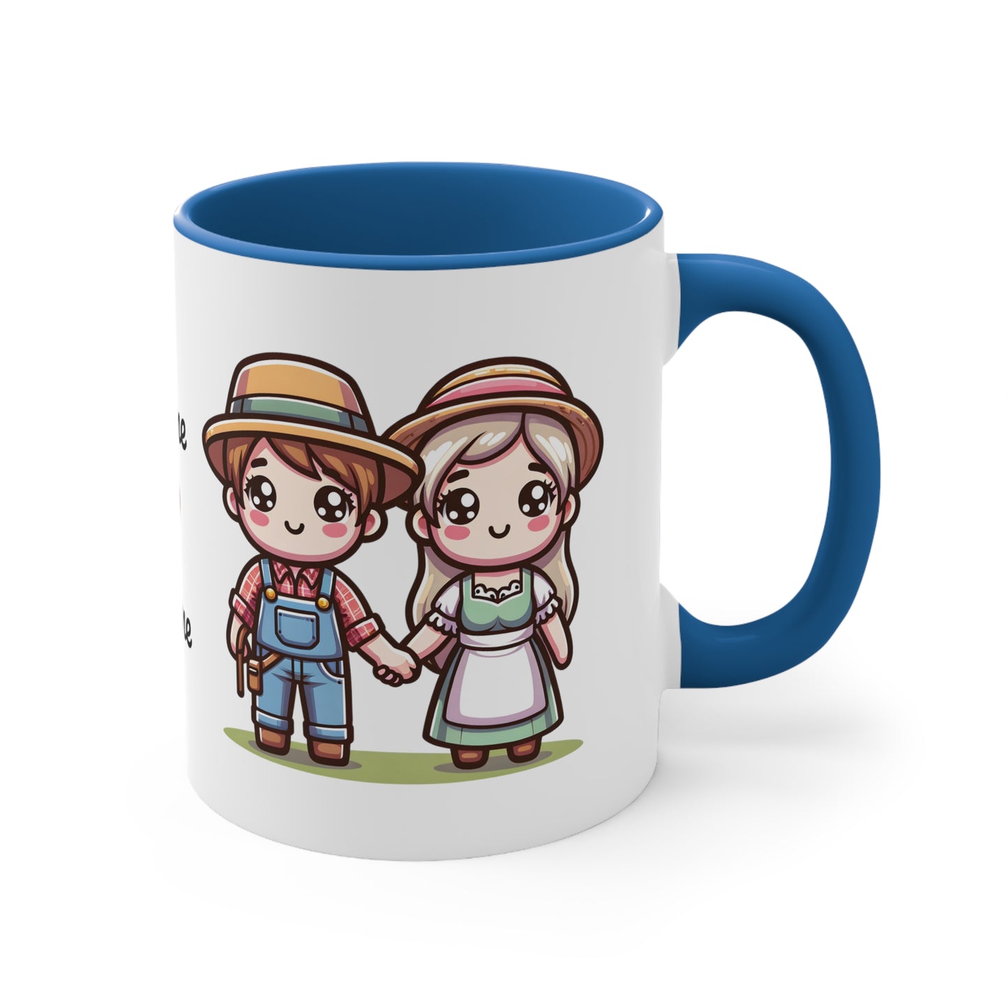 Farmer Couple Collection 2 Personalized Cute - Custom Accent Coffee Mug, 11oz