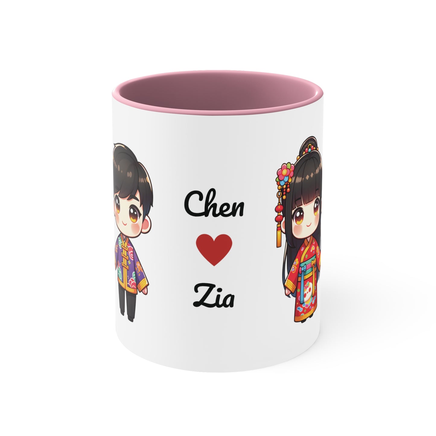 Chinese Couple in Chinese Clothes Collection 1 Personalized Cute - Custom Accent Coffee Mug, 11oz