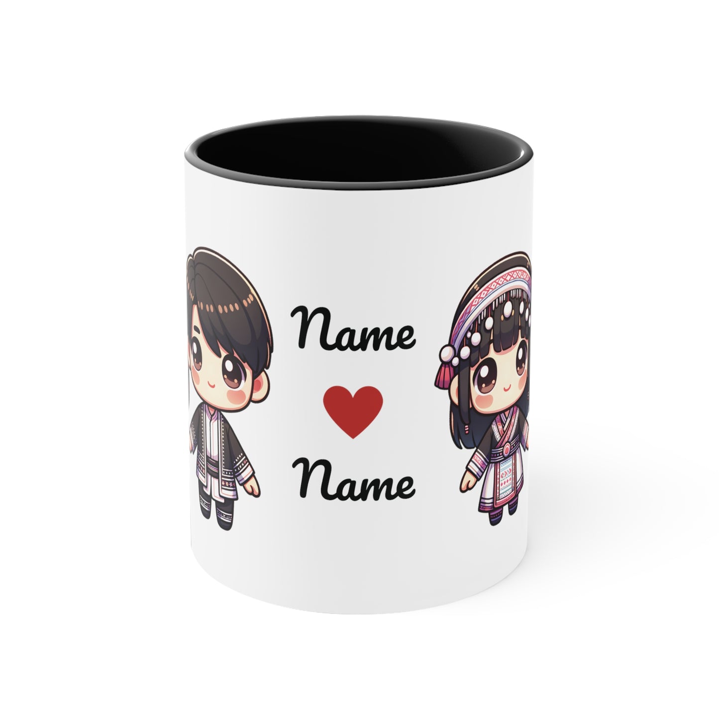 Hmong Couple Traditional Hmong Clothes Collection 2 Personalized Cute - Custom Accent Coffee Mug, 11oz