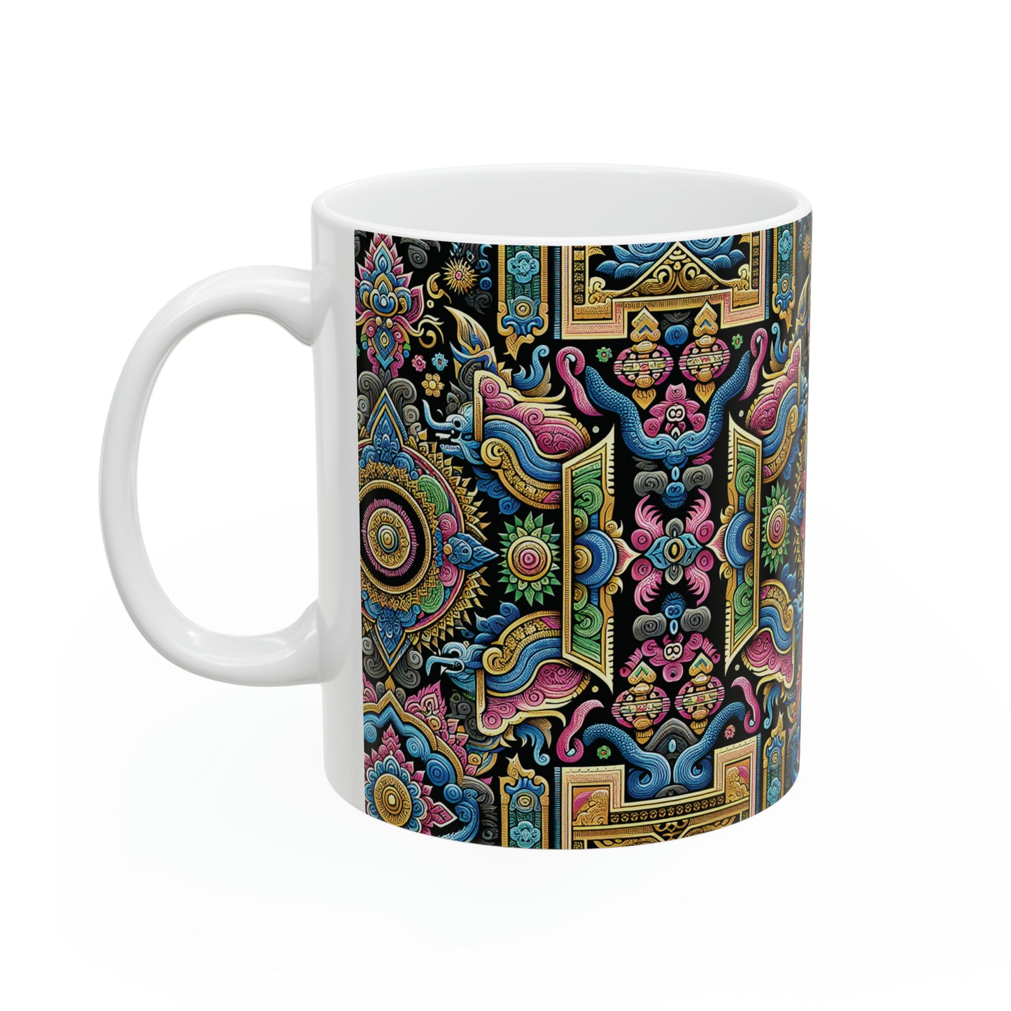 Hmong-Inspired Geometric Ceramic Coffee Mug 8