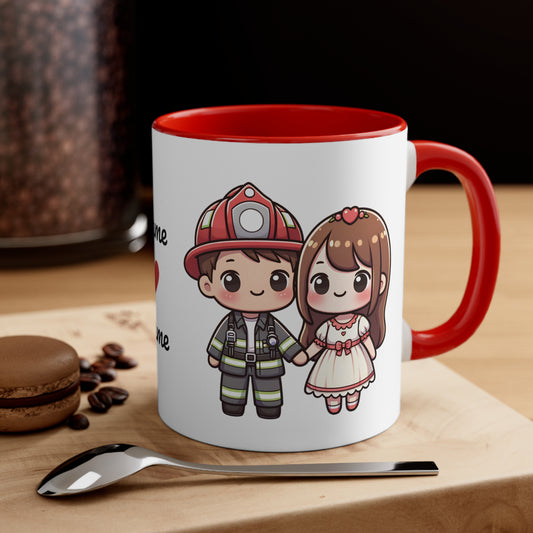 Firefighter Couple Collection 6 Personalized Cute - Custom Accent Coffee Mug, 11oz