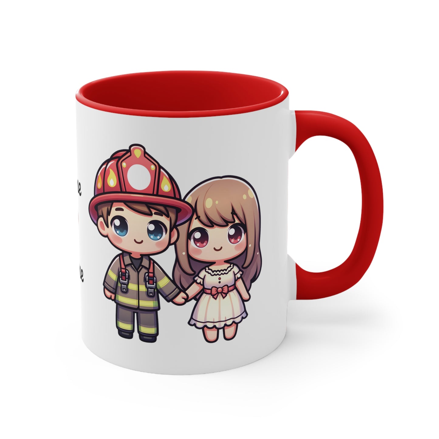 Firefighter Couple Collection 3 Personalized Cute - Custom Accent Coffee Mug, 11oz