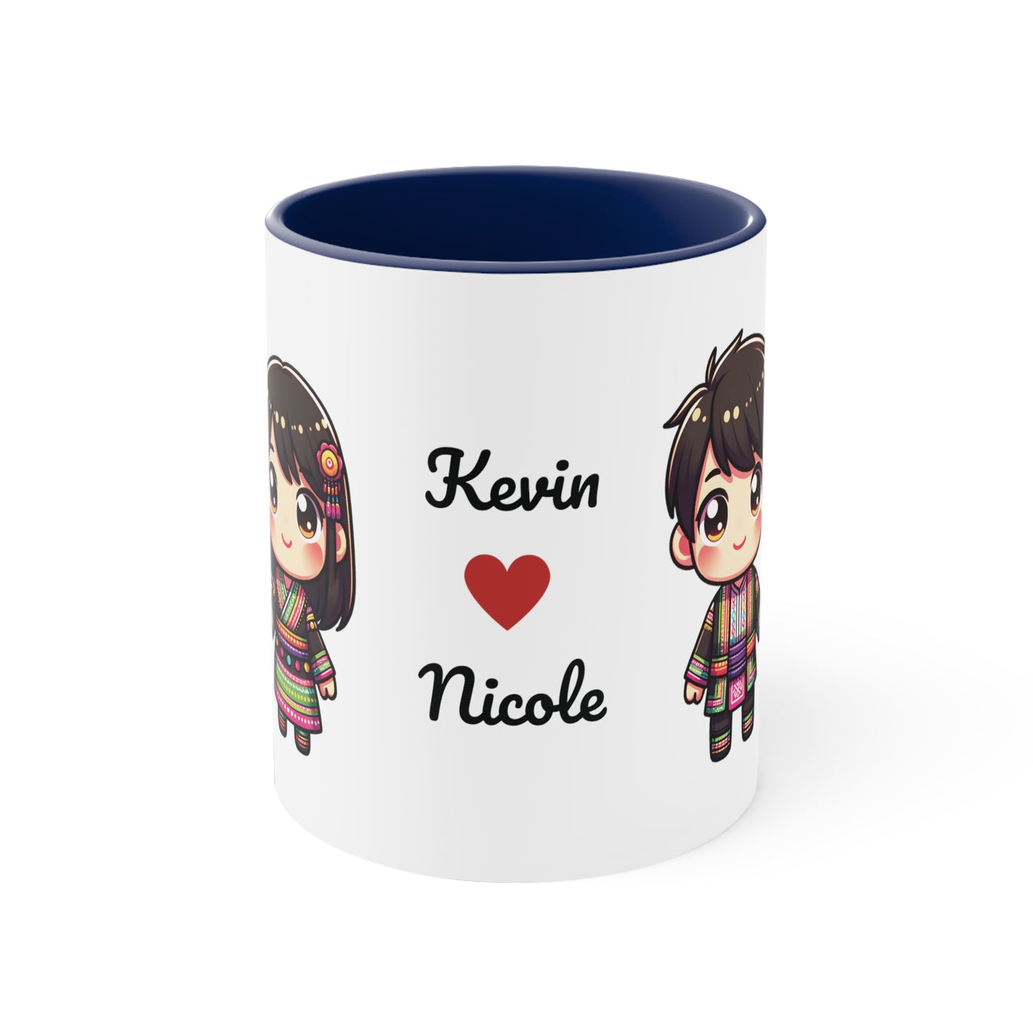 Hmong Couple Colorful Collection 4 Personalized Cute - Custom Accent Coffee Mug, 11oz