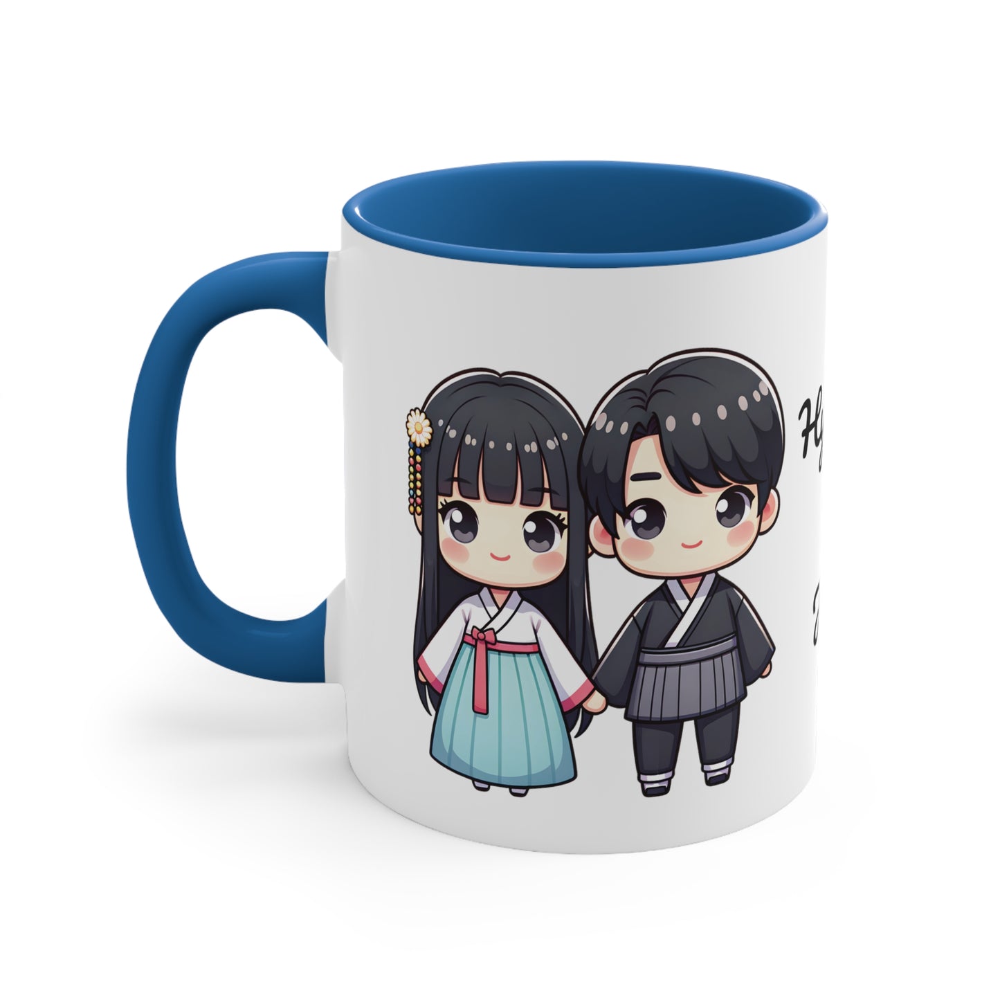 Korean Couple in Korean Clothes Collection 1 Personalized Cute - Custom Accent Coffee Mug, 11oz