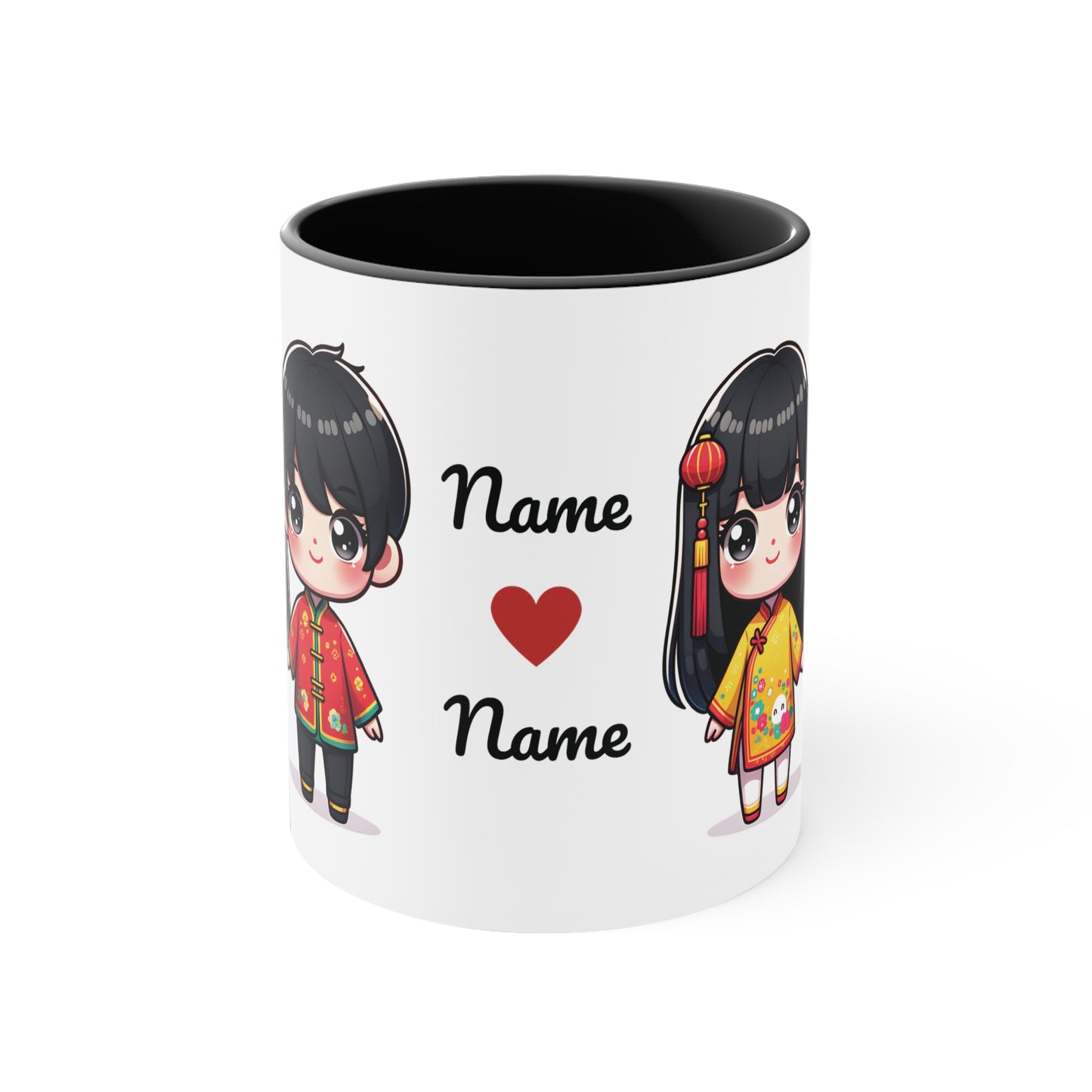 Chinese Couple in Chinese Clothes Collection 2 Personalized Cute - Custom Accent Coffee Mug, 11oz