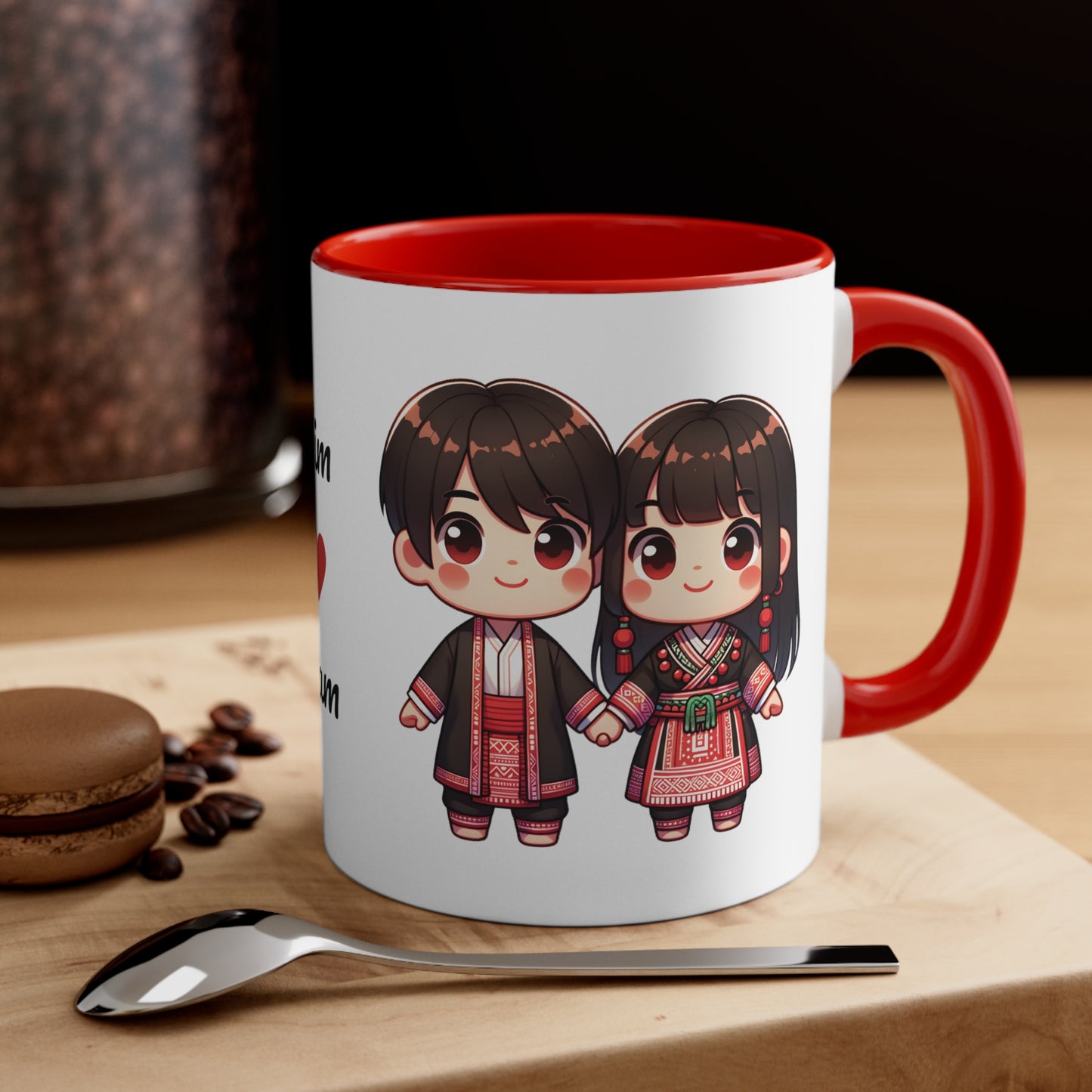 Hmong Couple Red Collection 3 Personalized Cute - Custom Accent Coffee Mug, 11oz