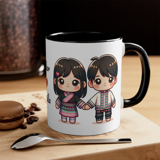 Hmong Couple Colorful Collection 5 Personalized Cute - Custom Accent Coffee Mug, 11oz