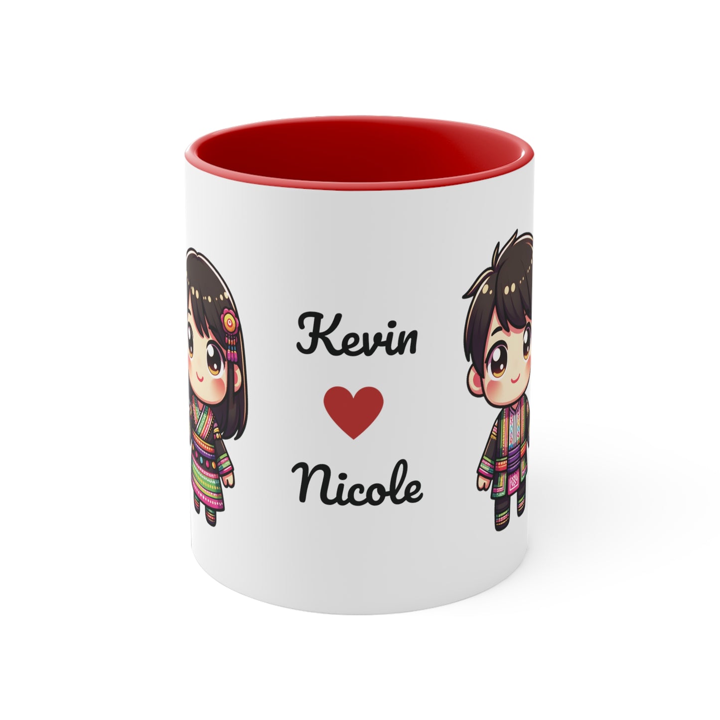 Hmong Couple Colorful Collection 4 Personalized Cute - Custom Accent Coffee Mug, 11oz