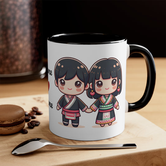 Hmong Couple Traditional Hmong Clothes Collection 1 Personalized Cute - Custom Accent Coffee Mug, 11oz