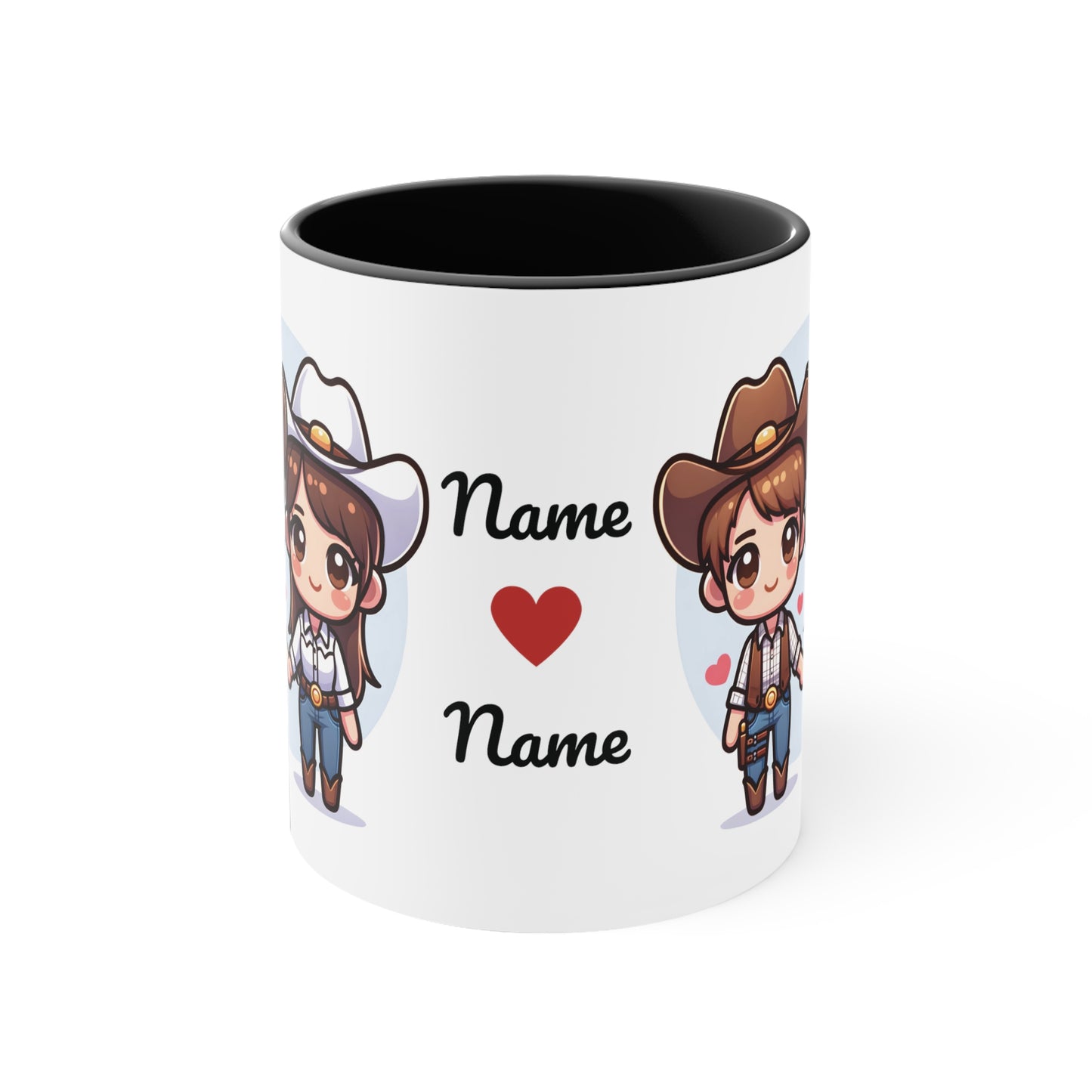 Cowboy Couple Collection 5 Personalized Cute - Custom Accent Coffee Mug, 11oz