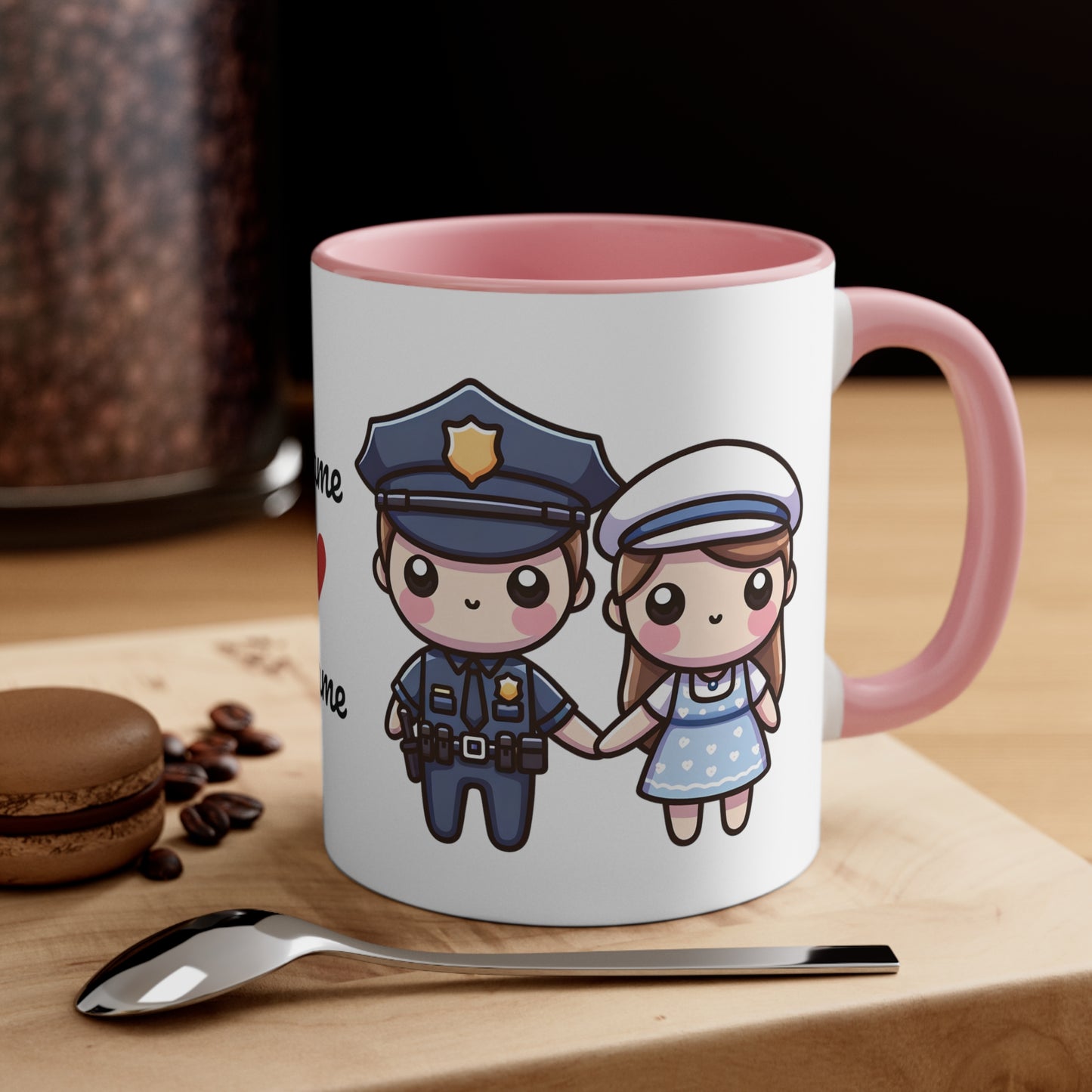 Policeman Couple Collection 3 Personalized Cute - Custom Accent Coffee Mug, 11oz