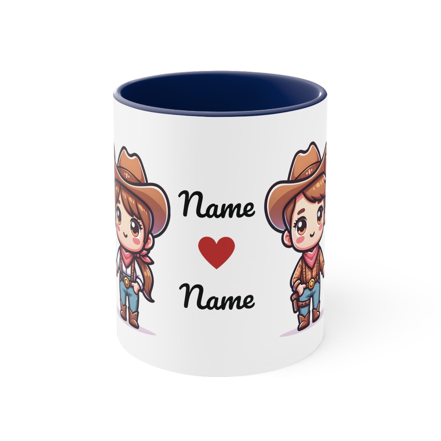 Cowboy Couple Collection 2 Personalized Cute - Custom Accent Coffee Mug, 11oz