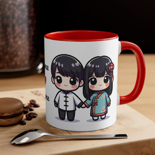 Chinese Couple in Chinese Clothes Collection 8 Personalized Cute - Custom Accent Coffee Mug, 11oz