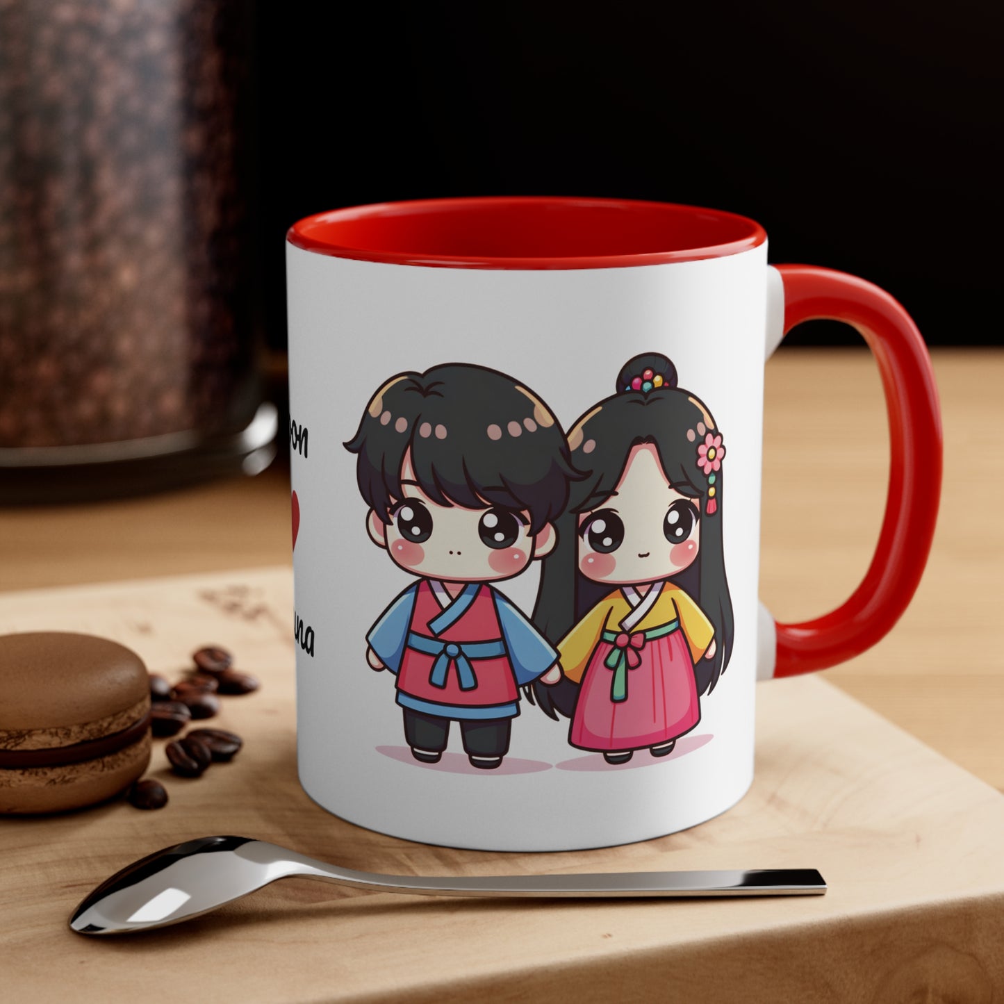 Korean Couple in Korean Clothes Collection 3 Personalized Cute - Custom Accent Coffee Mug, 11oz