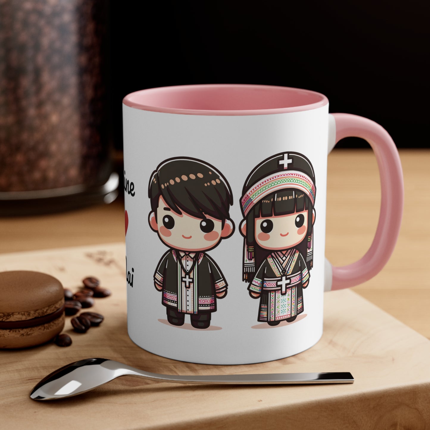 Hmong Christian Couple Colorful Collection 1 Personalized Cute - Custom Accent Coffee Mug, 11oz