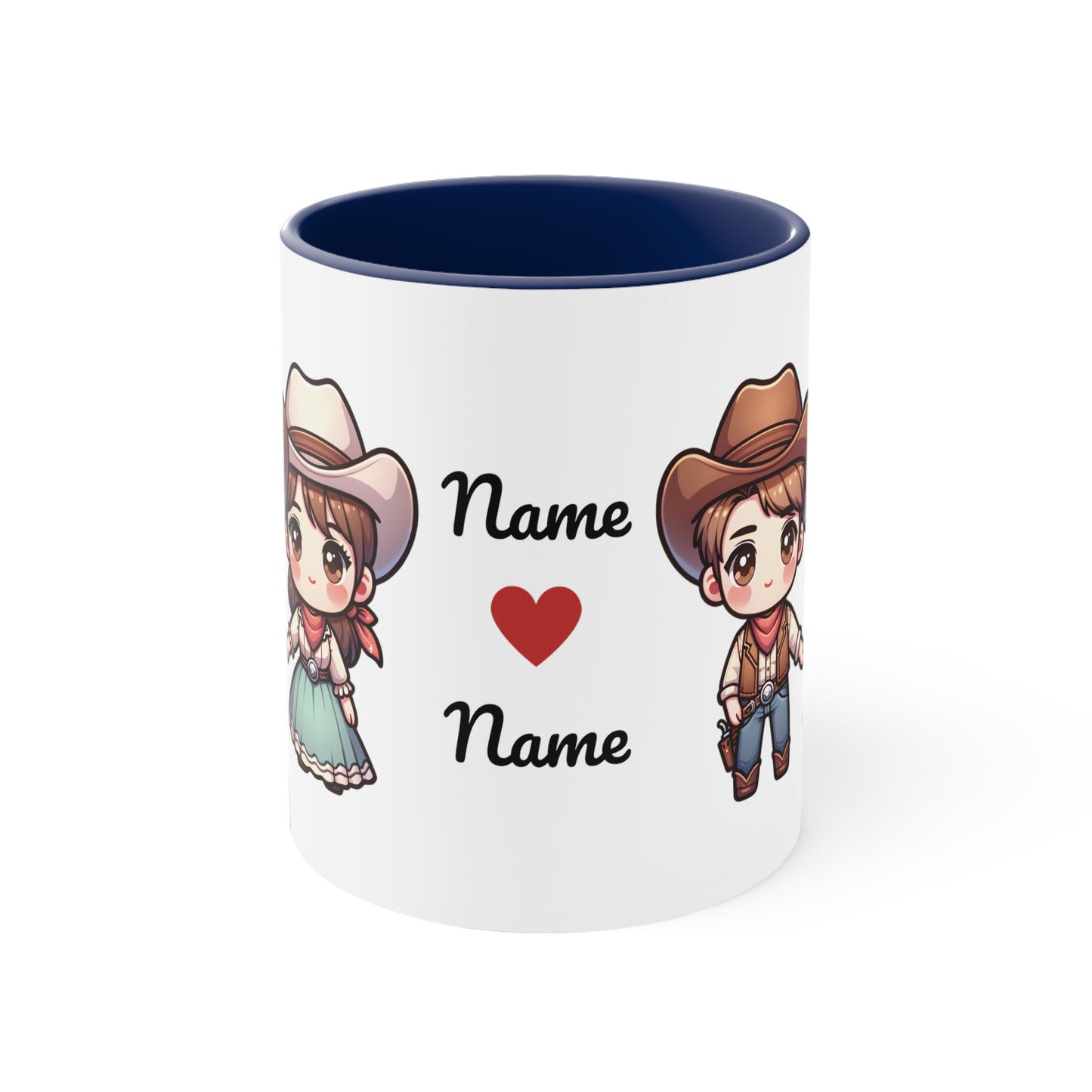 Cowboy Couple Collection 6 Personalized Cute - Custom Accent Coffee Mug, 11oz