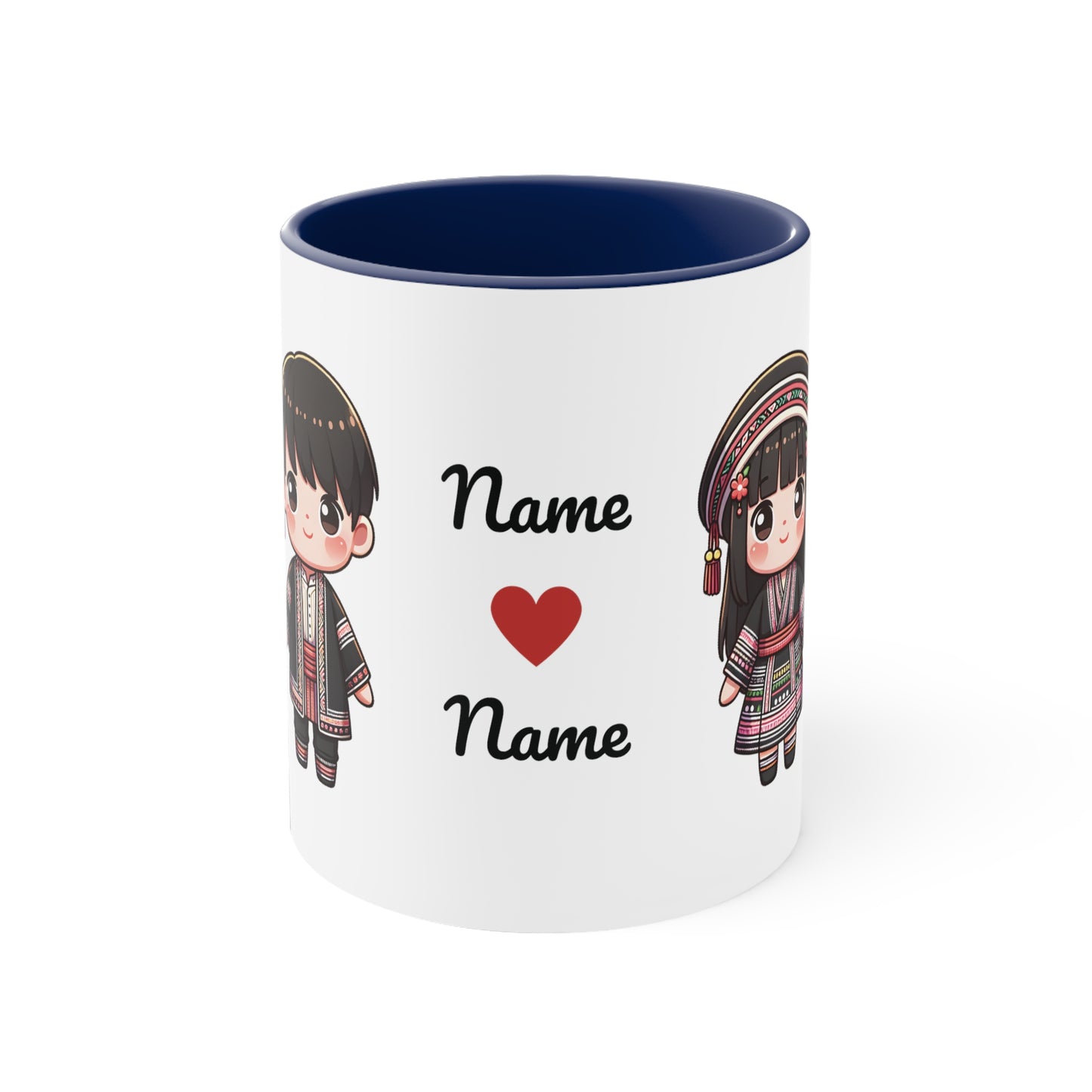 Hmong Couple Traditional Hmong Clothes Collection 3 Personalized Cute - Custom Accent Coffee Mug, 11oz