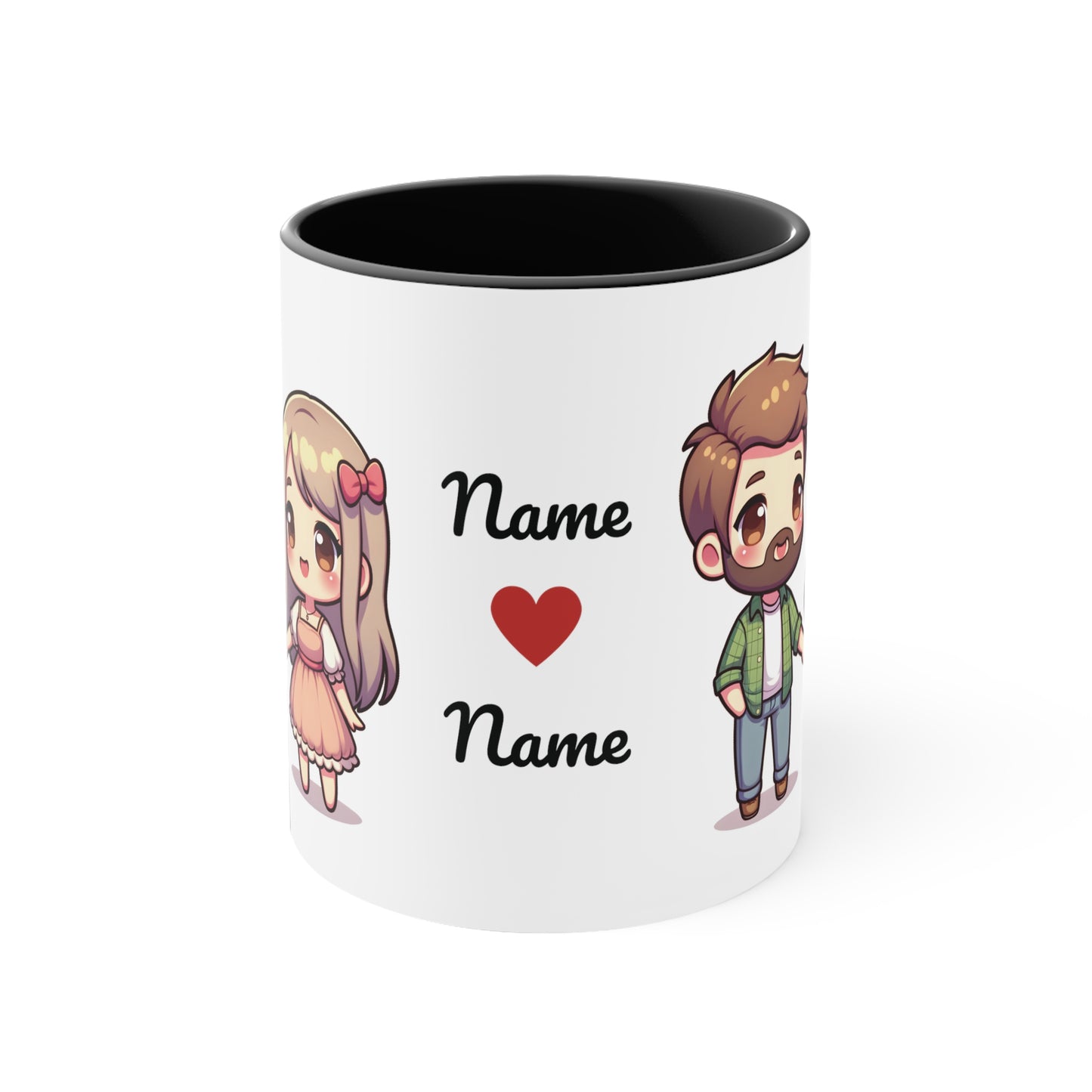 Beardman Couple Collection 2 Personalized Cute - Custom Accent Coffee Mug, 11oz