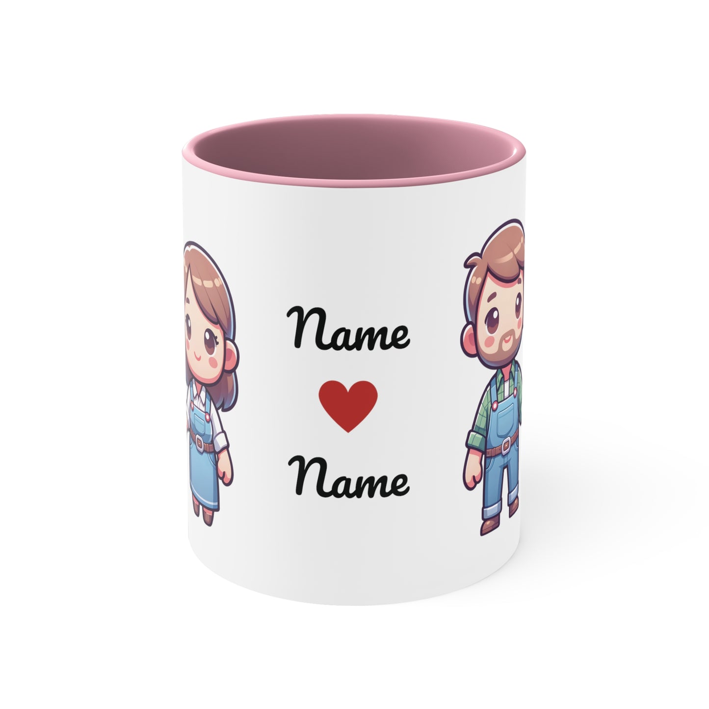 Farmer Couple Collection 1 Personalized Cute - Custom Accent Coffee Mug, 11oz