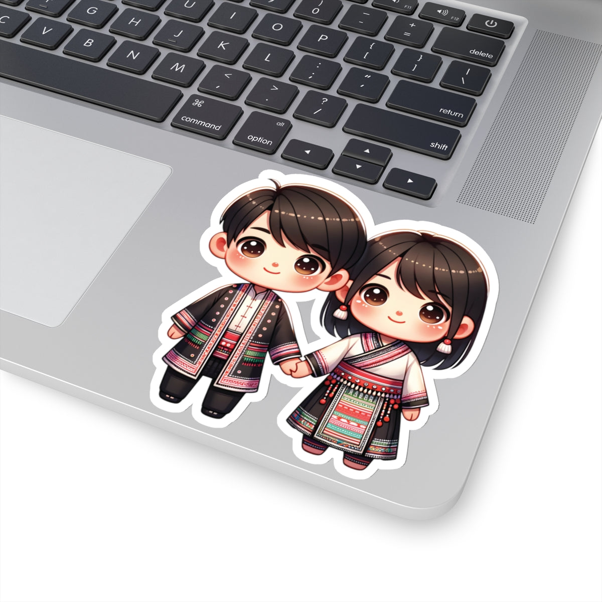 Cute Hmong Couple in Traditional Hmong Clothes - Stickers