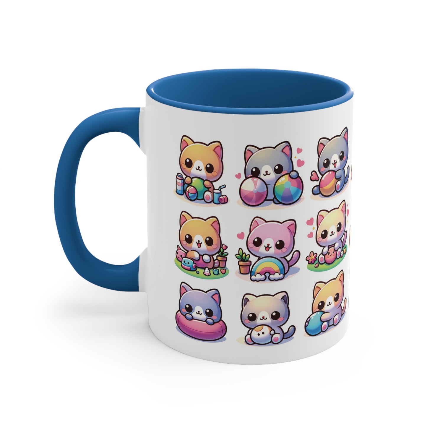 Cute Kitten Cat Colorful Playful Coffee Mug, 11oz