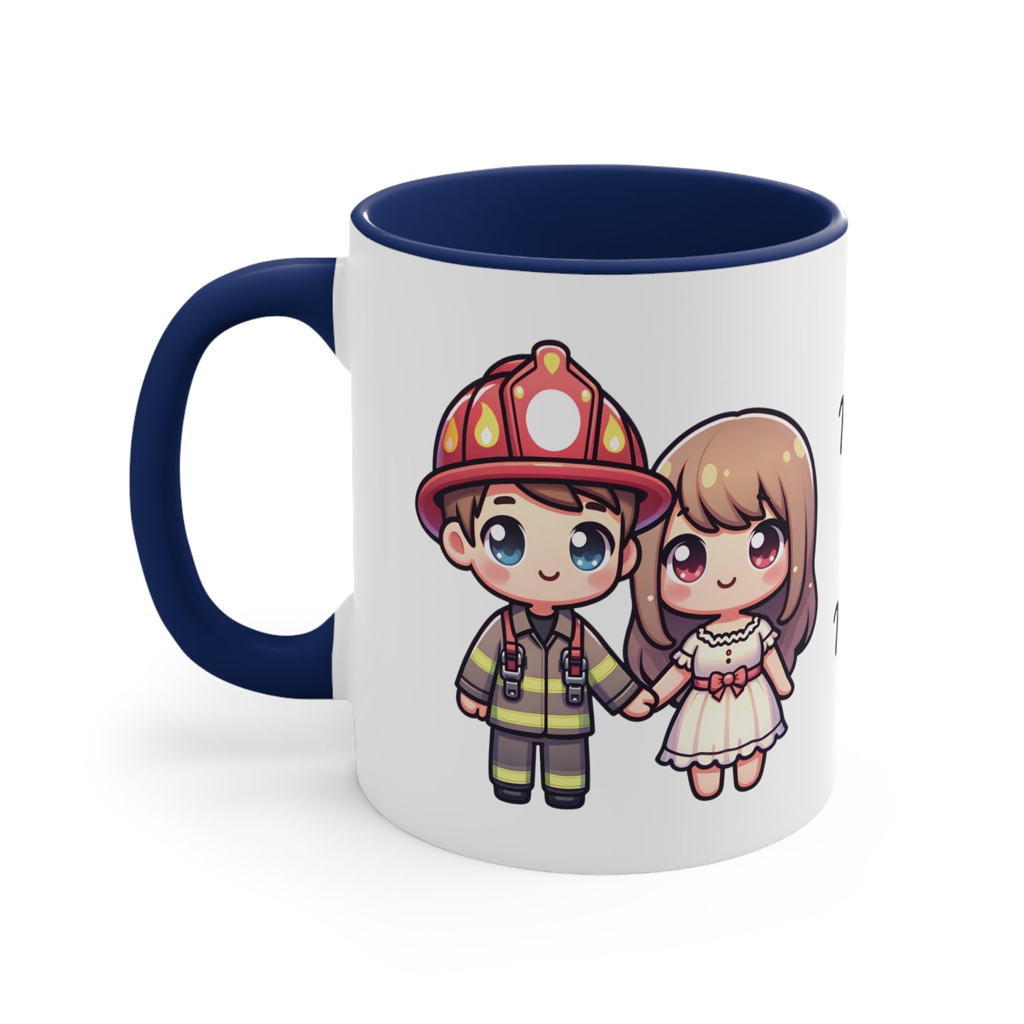 Firefighter Couple Collection 3 Personalized Cute - Custom Accent Coffee Mug, 11oz