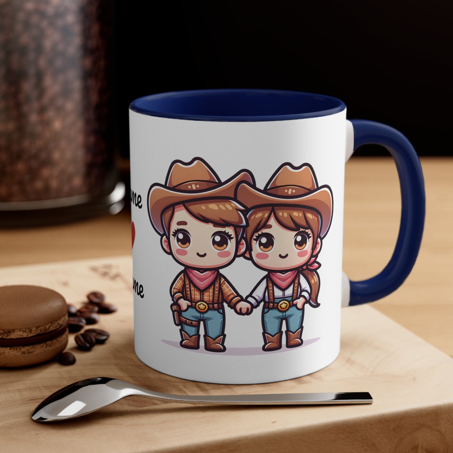 Cowboy Couple Collection 2 Personalized Cute - Custom Accent Coffee Mug, 11oz