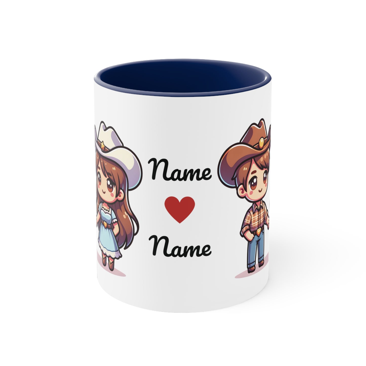 Cowboy Couple Collection 1 Personalized Cute - Custom Accent Coffee Mug, 11oz