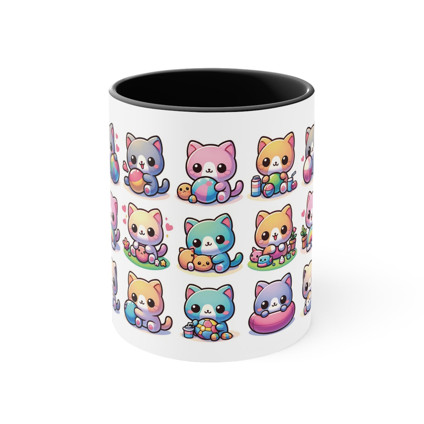 Cute Kitten Cat Colorful Playful Coffee Mug, 11oz