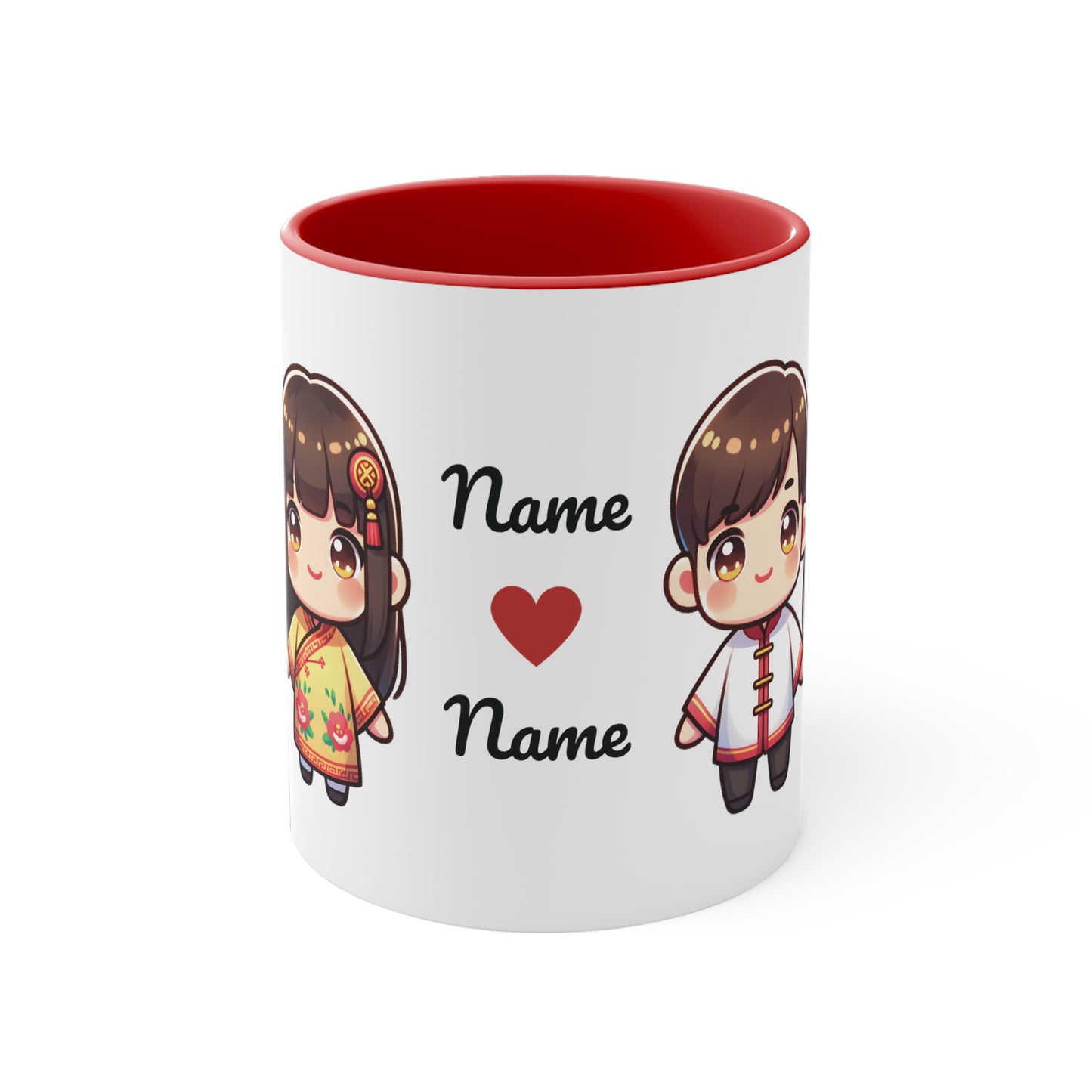 Chinese Couple in Chinese Clothes Collection 4 Personalized Cute - Custom Accent Coffee Mug, 11oz