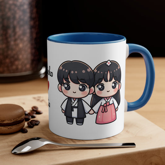 Korean Couple in Korean Clothes Collection 12 Personalized Cute - Custom Accent Coffee Mug, 11oz