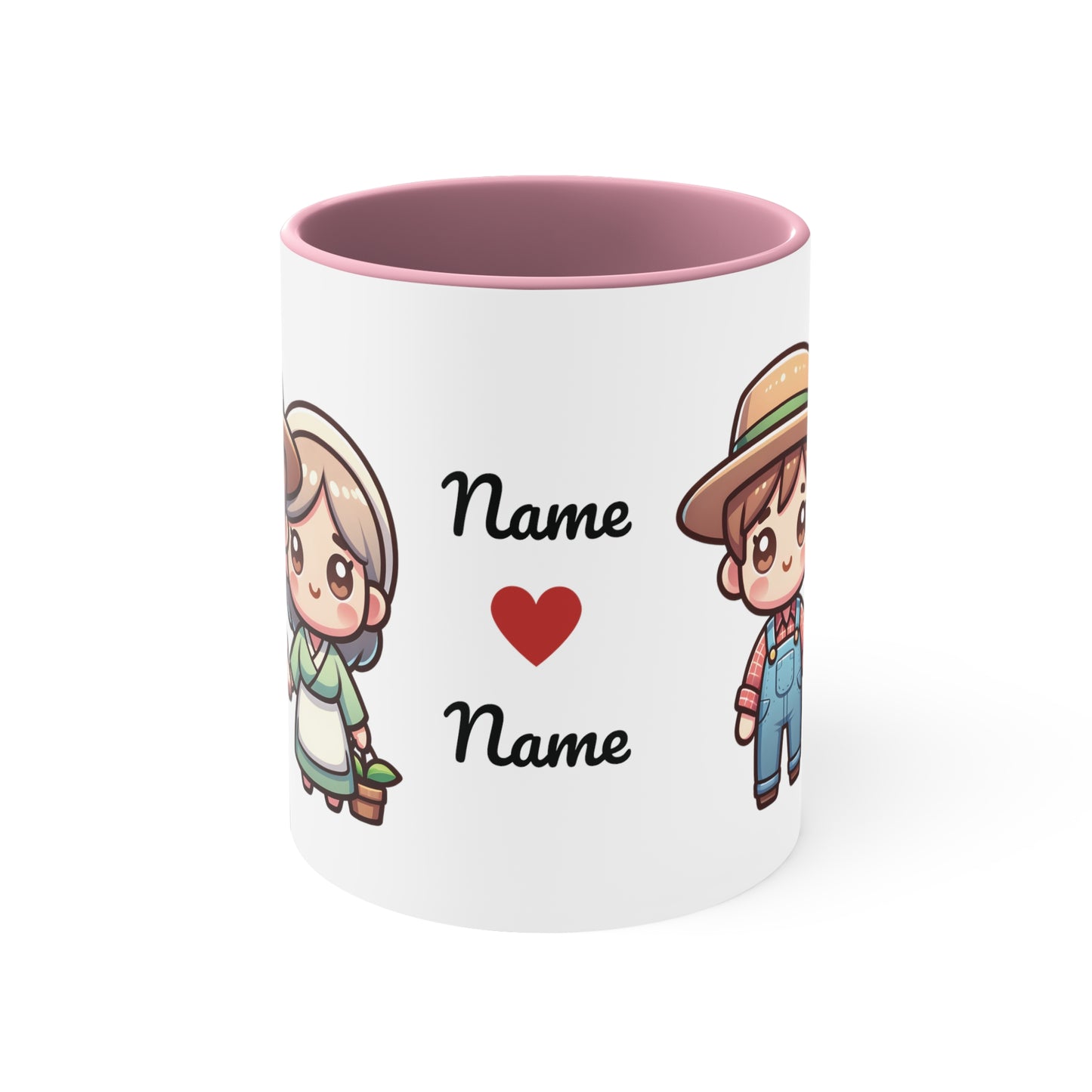 Farmer Couple Collection 7 Personalized Cute - Custom Accent Coffee Mug, 11oz