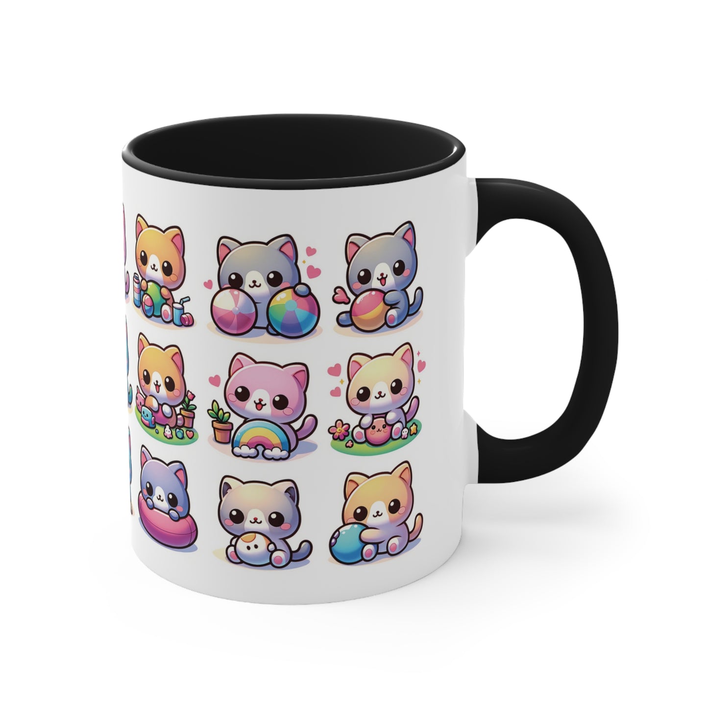 Cute Kitten Cat Colorful Playful Coffee Mug, 11oz