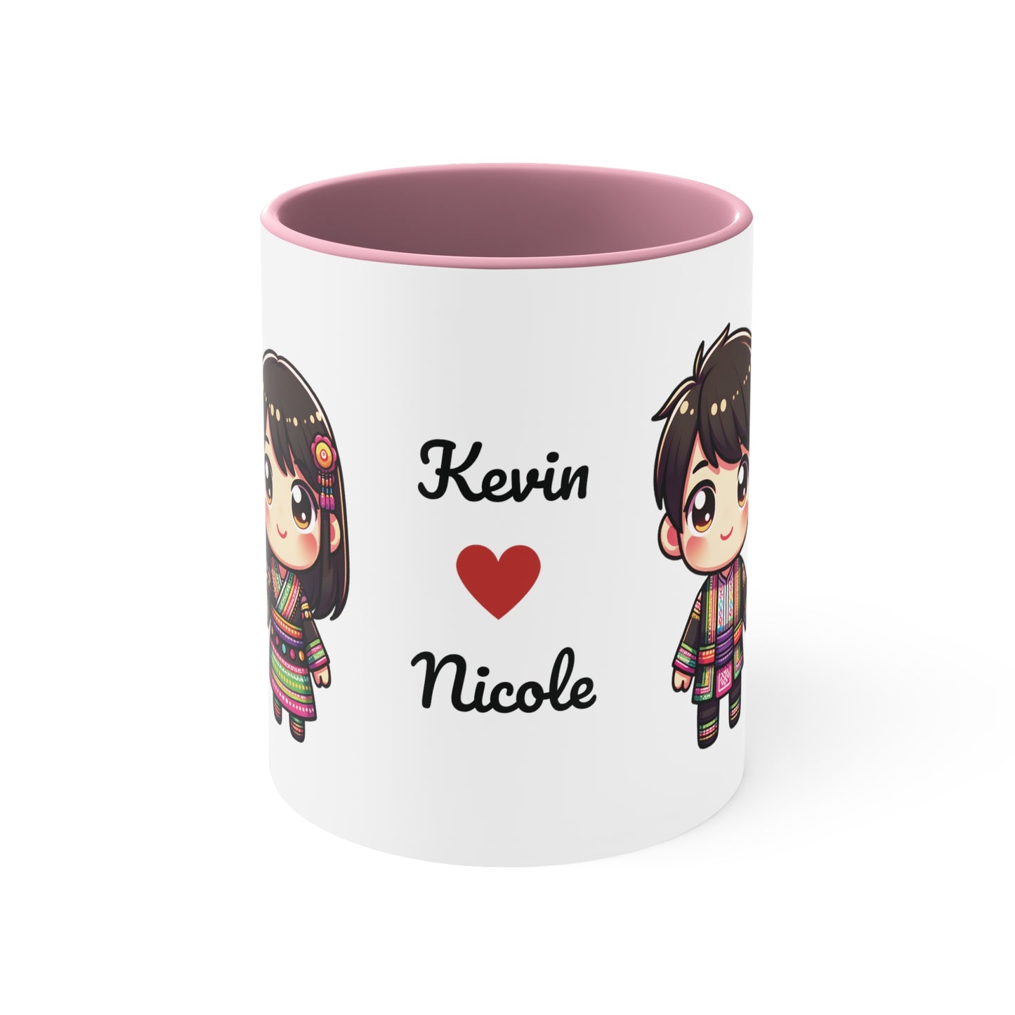 Hmong Couple Colorful Collection 4 Personalized Cute - Custom Accent Coffee Mug, 11oz