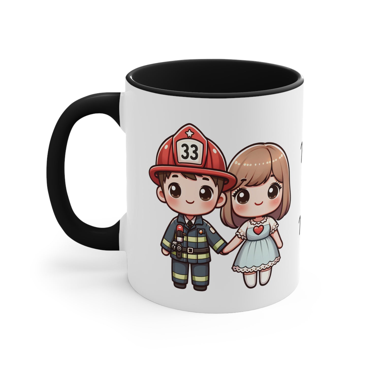 Firefighter Couple Collection 2 Personalized Cute - Custom Accent Coffee Mug, 11oz