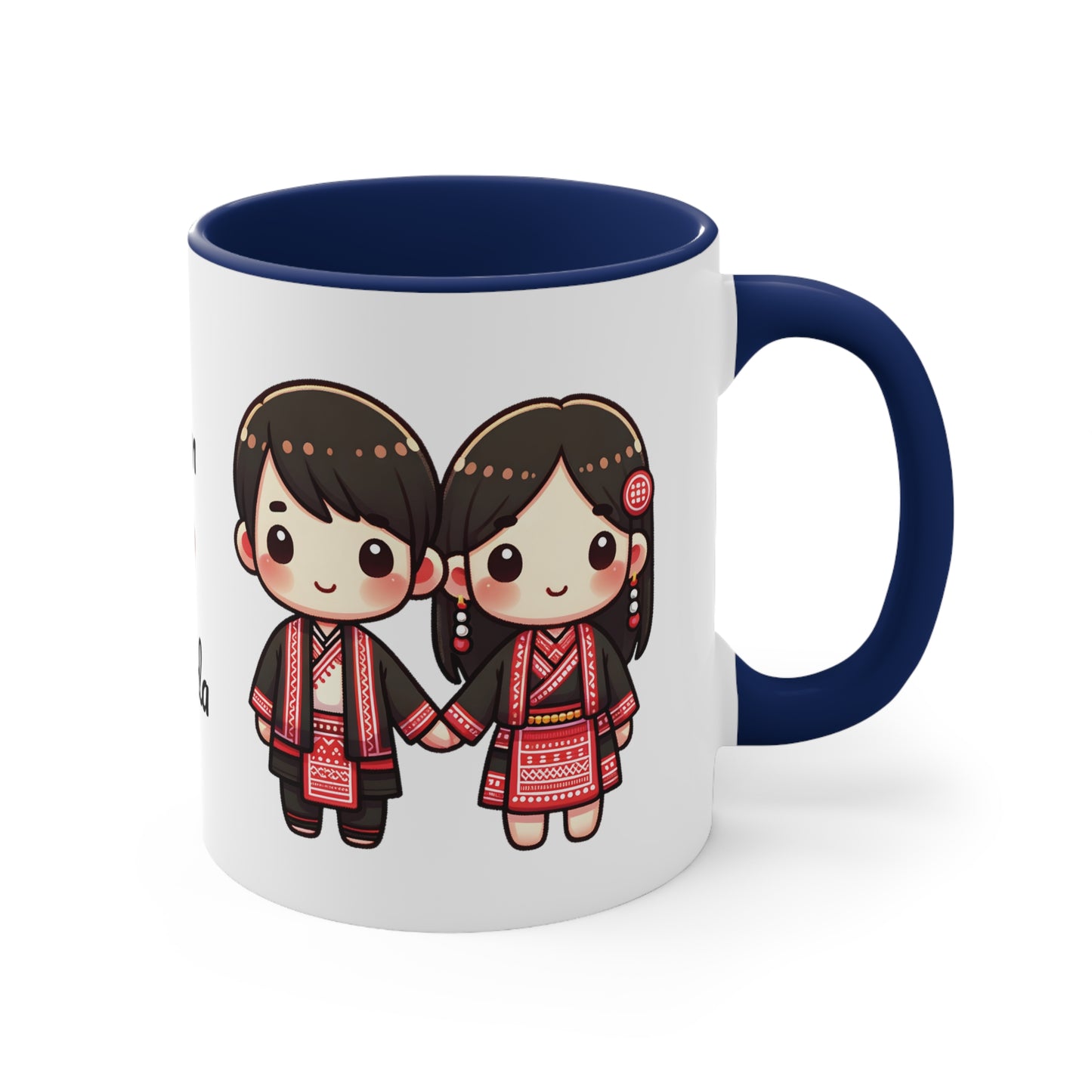 Hmong Couple Red Collection 2 Personalized Cute - Custom Accent Coffee Mug, 11oz