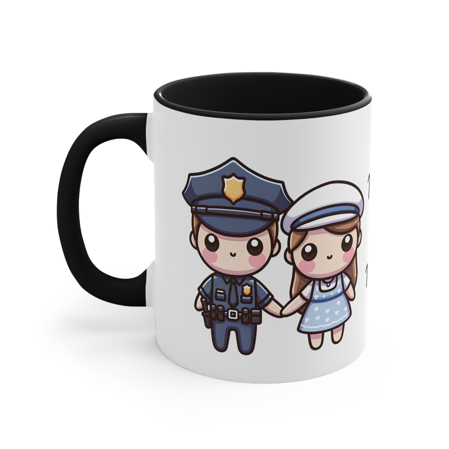 Policeman Couple Collection 3 Personalized Cute - Custom Accent Coffee Mug, 11oz