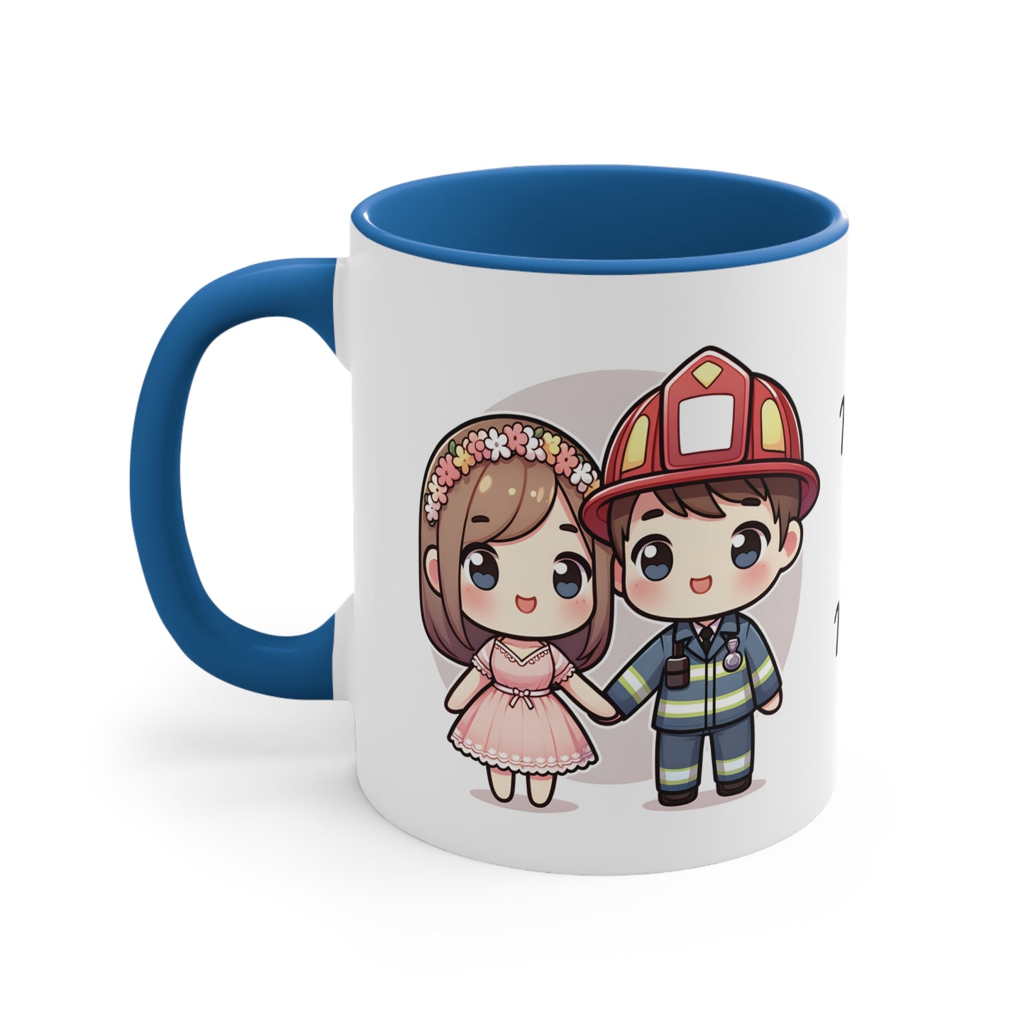 Firefighter Couple Collection 1 Personalized Cute - Custom Accent Coffee Mug, 11oz