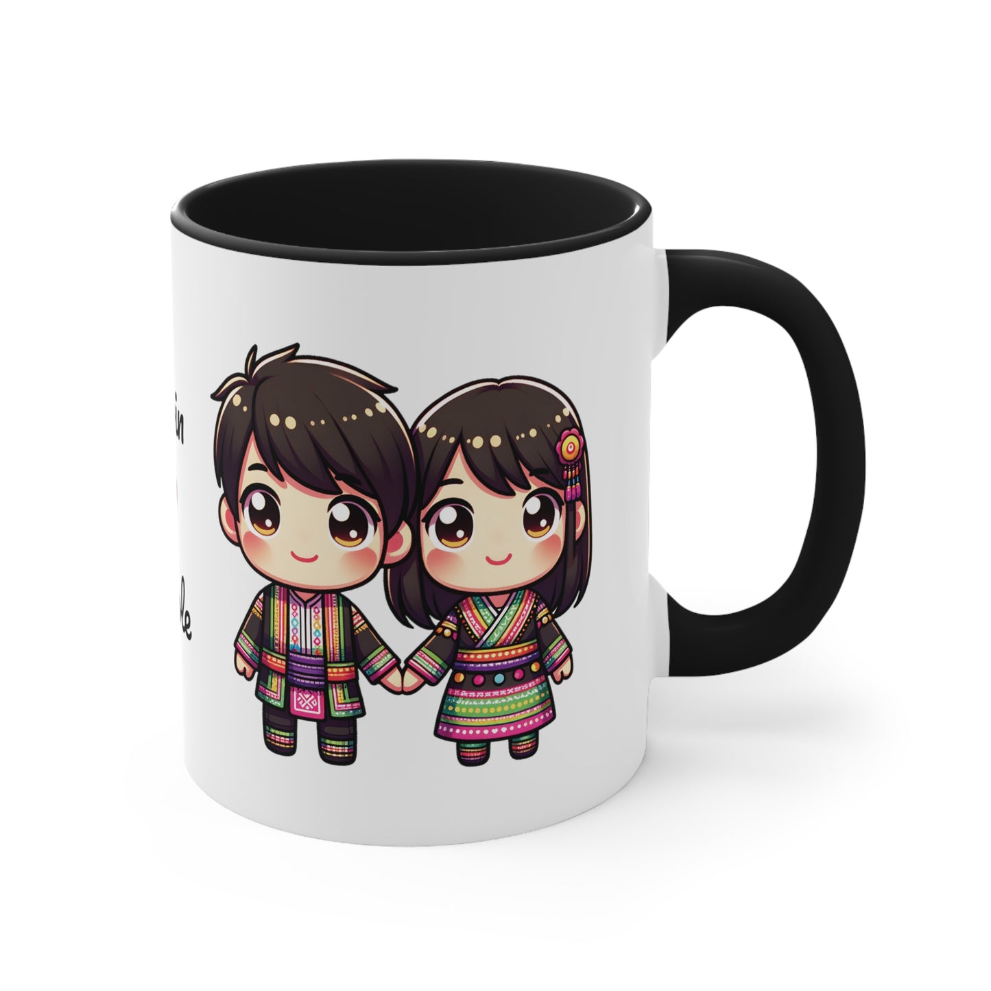 Hmong Couple Colorful Collection 4 Personalized Cute - Custom Accent Coffee Mug, 11oz