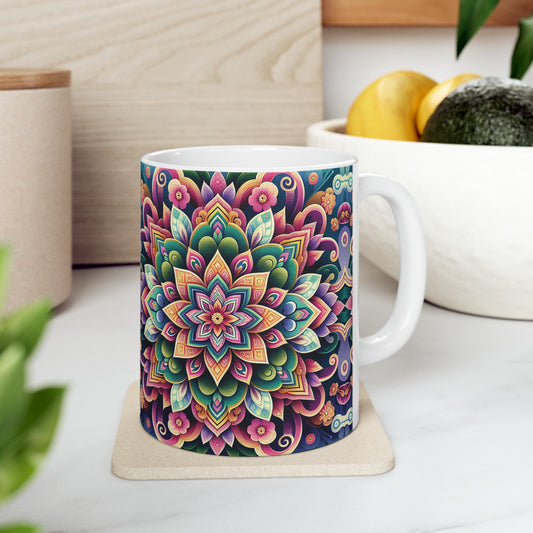 Hmong-Inspired Geometric Ceramic Coffee Mug 13