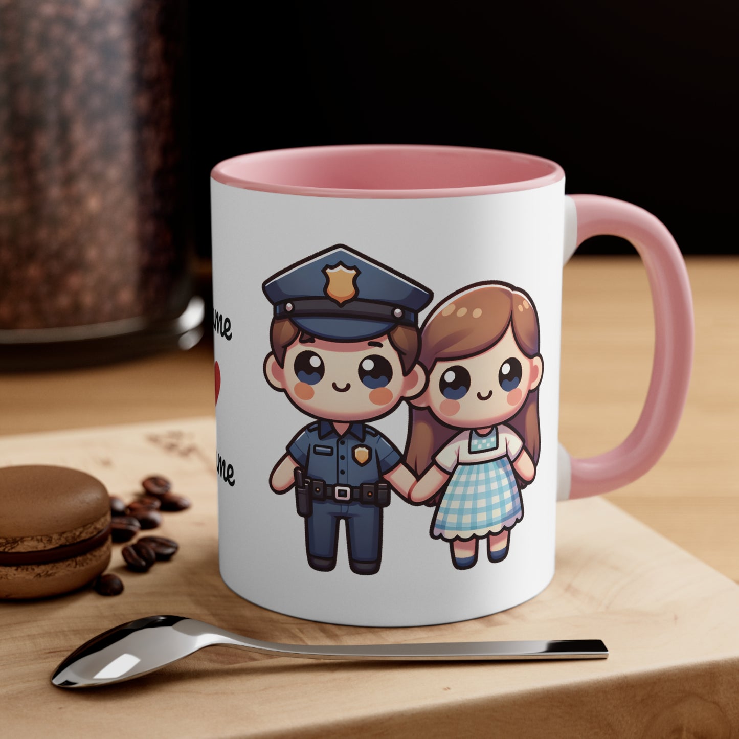 Policeman Couple Collection 1 Personalized Cute - Custom Accent Coffee Mug, 11oz