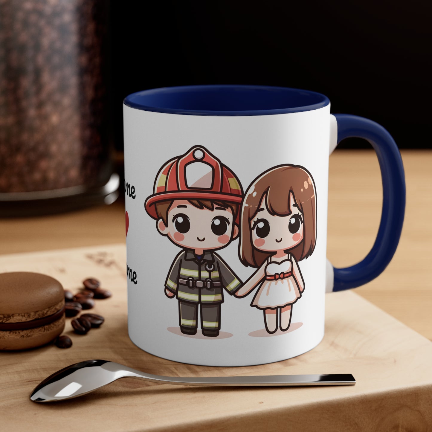 Firefighter Couple Collection 5 Personalized Cute - Custom Accent Coffee Mug, 11oz